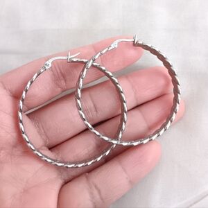 Twisted Silver Hoop Earrings